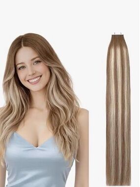Munx Hair Tape in Hair Extensions Human Hair, 20 Inch # ice white
